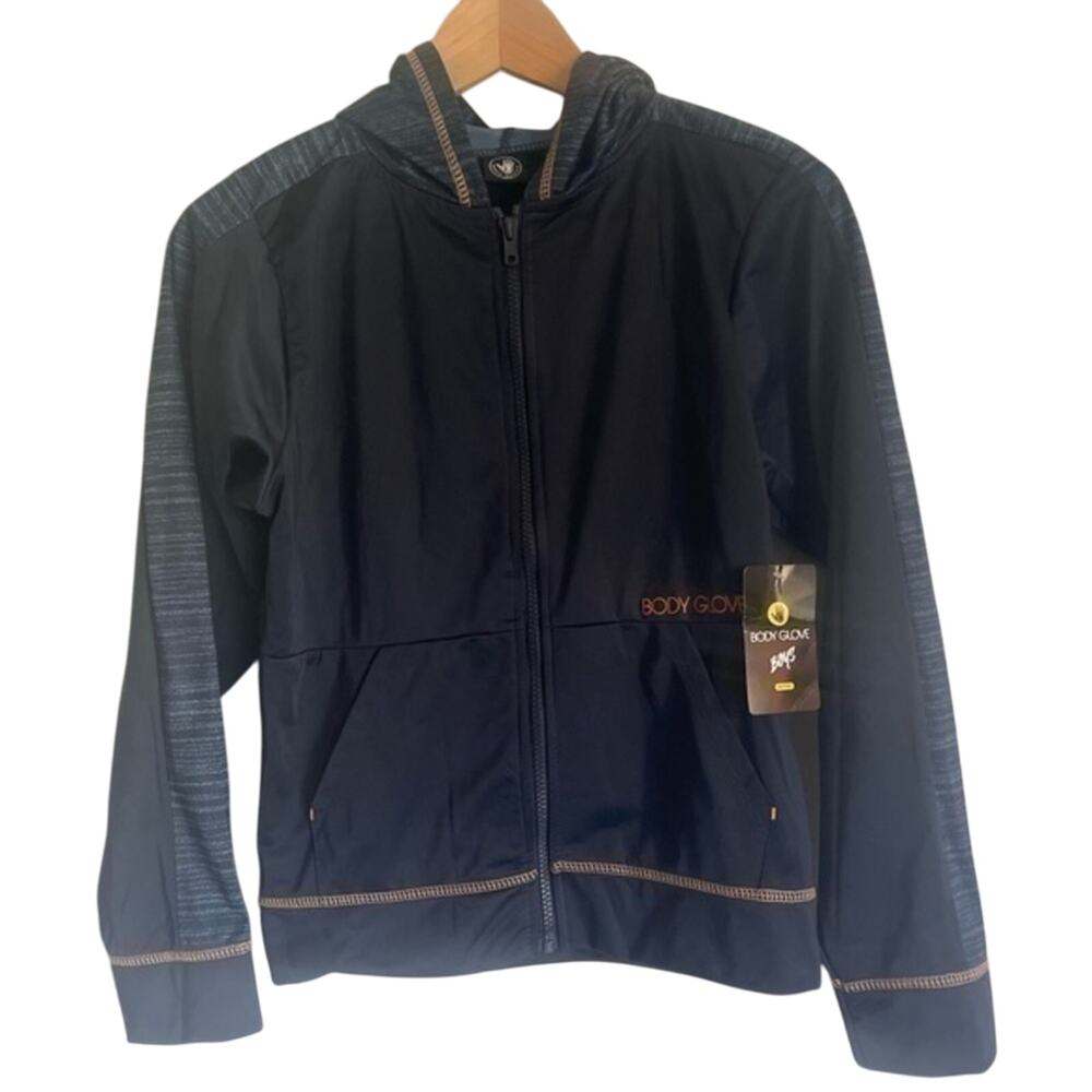 Body Glove Boys Large Blue Hoodie Zip Up Jacket Lightweight Activewear